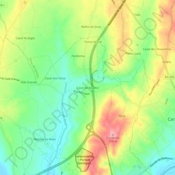 Topografische kaart Casal do Raposo, hoogte, reliëf