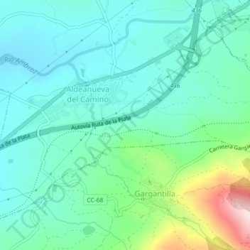 Topografische kaart Moraleda, hoogte, reliëf