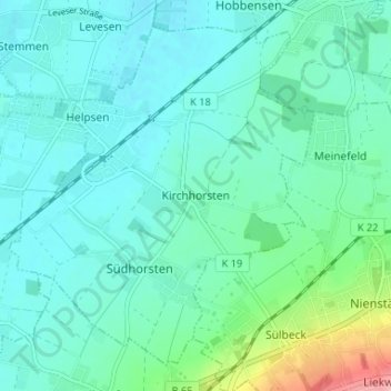 Topografische kaart Kirchhorsten, hoogte, reliëf