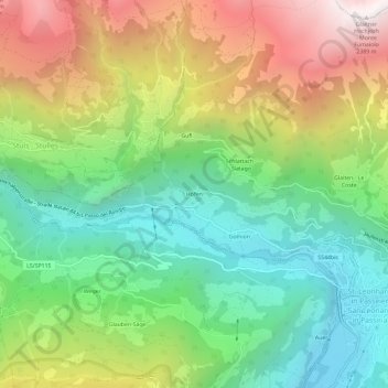 Topografische kaart Höfen, hoogte, reliëf