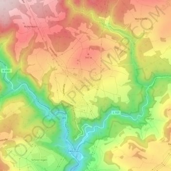 Topografische kaart Berau, hoogte, reliëf
