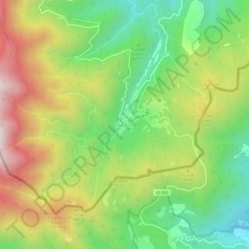 Topografische kaart Las Illas, hoogte, reliëf
