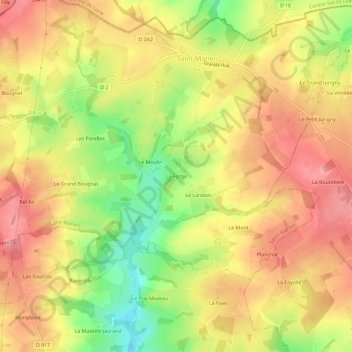 Topografische kaart La Forge, hoogte, reliëf