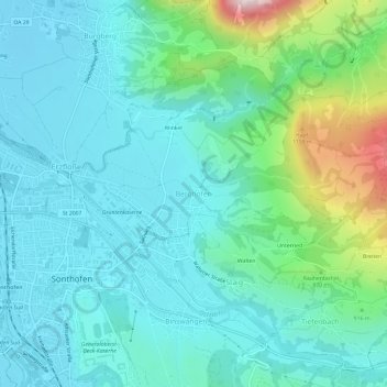 Topografische kaart Berghofen, hoogte, reliëf