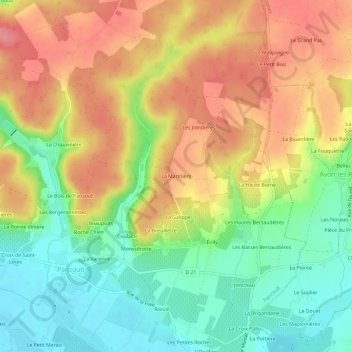 Topografische kaart La Marinière, hoogte, reliëf