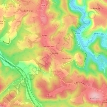 Topografische kaart Les Vitarelles, hoogte, reliëf