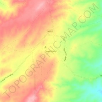 Topografische kaart Toyei, hoogte, reliëf