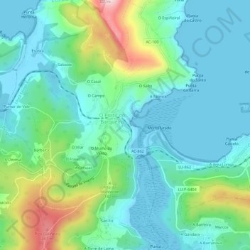 Topografische kaart A Estación, hoogte, reliëf