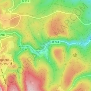 Topografische kaart Freudeneck, hoogte, reliëf