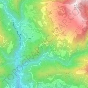 Topografische kaart Lancisa, hoogte, reliëf