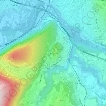 Topografische kaart Le Mont Gosse, hoogte, reliëf