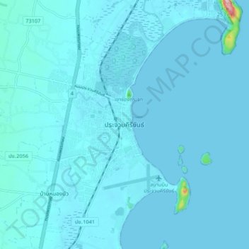 Topografische kaart Prachuap Khiri Khan, hoogte, reliëf