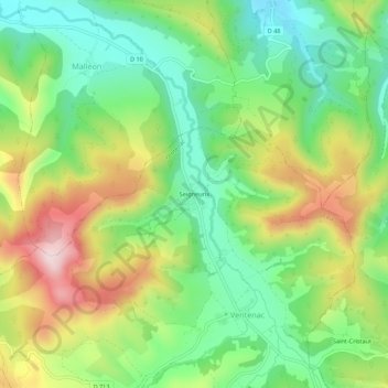 Topografische kaart Seigneurix, hoogte, reliëf