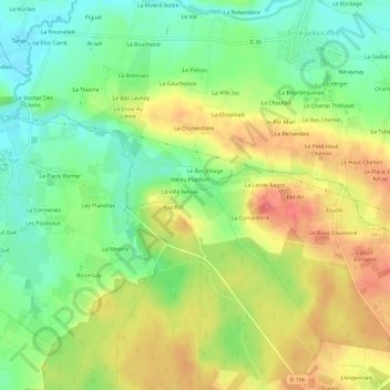 Topografische kaart Bas Papillon, hoogte, reliëf
