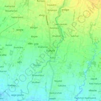 Topografische kaart Duhabi, hoogte, reliëf