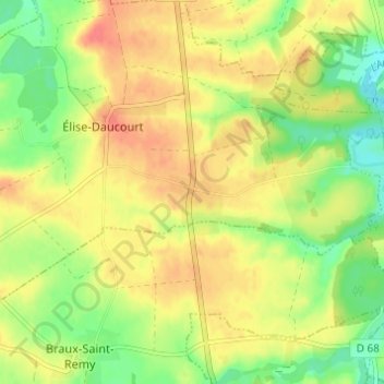 Topografische kaart Daucourt, hoogte, reliëf