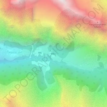 Topografische kaart Siṅdum, hoogte, reliëf