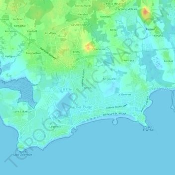 Topografische kaart Kerlois, hoogte, reliëf