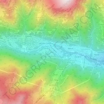 Topografische kaart Cayre, hoogte, reliëf