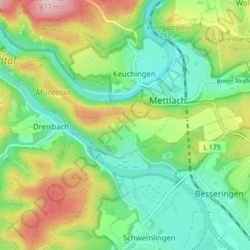 Topografische kaart Sankt Gangolf, hoogte, reliëf