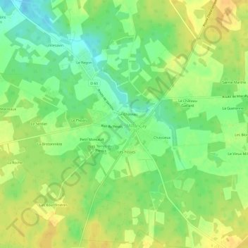 Topografische kaart Le Couvent, hoogte, reliëf