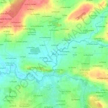 Topografische kaart Tahan, hoogte, reliëf