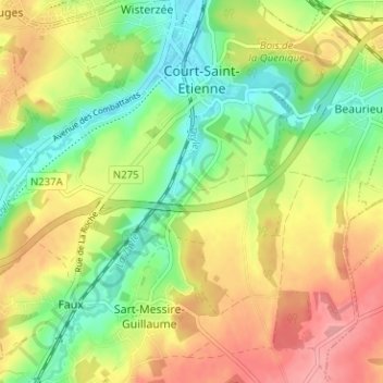 Topografische kaart Suzeril, hoogte, reliëf