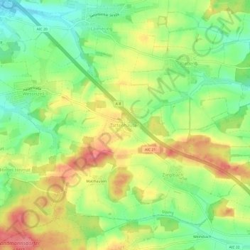 Topografische kaart Tattenhausen, hoogte, reliëf