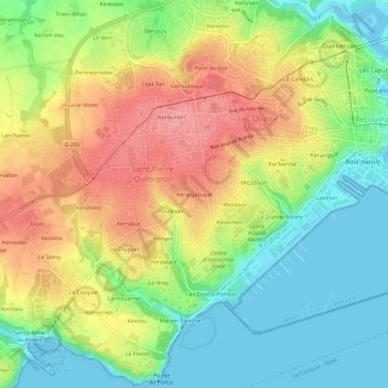 Topografische kaart Kérargaouyat, hoogte, reliëf