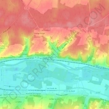 Topografische kaart La Batardière, hoogte, reliëf