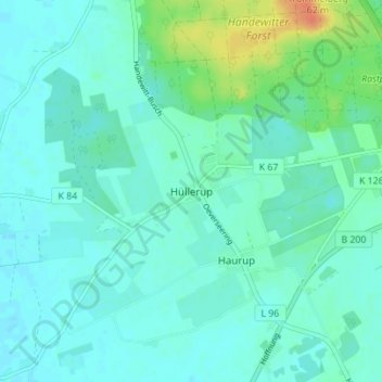 Topografische kaart Hüllerup, hoogte, reliëf