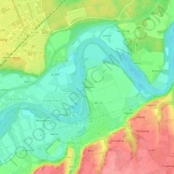 Topografische kaart Ensfelden, hoogte, reliëf