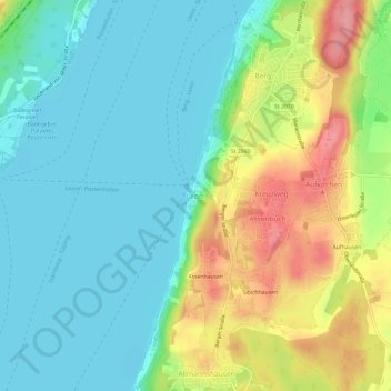 Topografische kaart Leoni, hoogte, reliëf