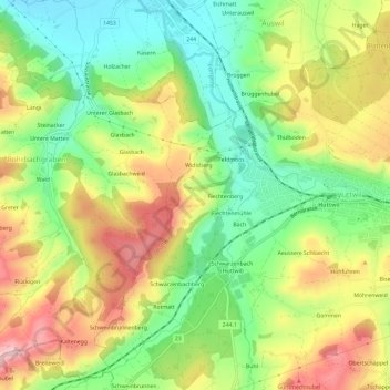 Topografische kaart Fiechtenberg, hoogte, reliëf