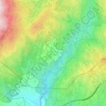 Topografische kaart Vilarinho de Samardã, hoogte, reliëf