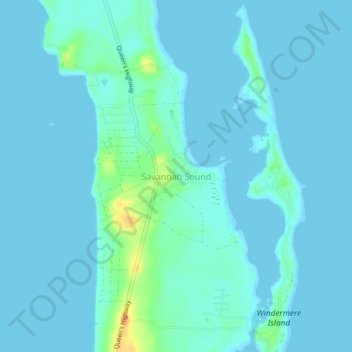 Topografische kaart Savannah Sound, hoogte, reliëf