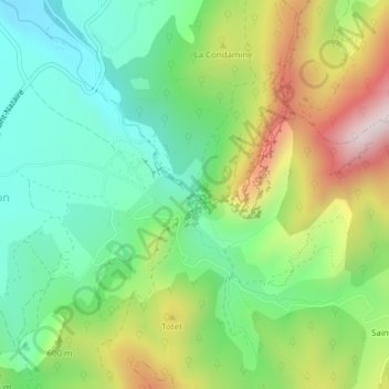 Topografische kaart Combe d'Oyans, hoogte, reliëf