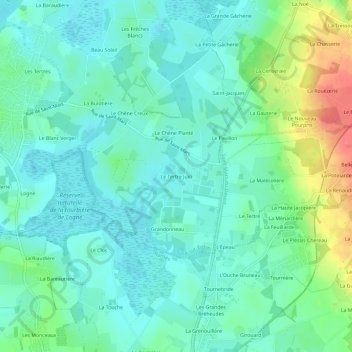 Topografische kaart Le Tertre Juin, hoogte, reliëf