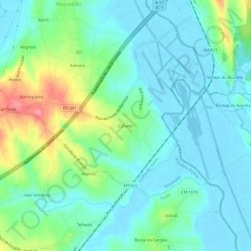 Topografische kaart Calvete, hoogte, reliëf