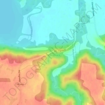 Topografische kaart The Hogsback, hoogte, reliëf