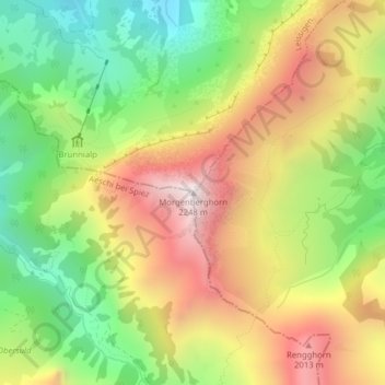 Topografische kaart Morgenberghorn, hoogte, reliëf