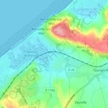 Topografische kaart Lieu Malet, hoogte, reliëf