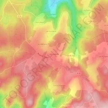 Topografische kaart Les Lavaults, hoogte, reliëf