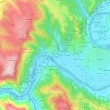 Topografische kaart Le Four Haut, hoogte, reliëf