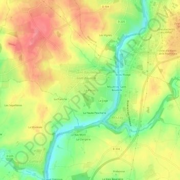 Topografische kaart Le Plessis, hoogte, reliëf