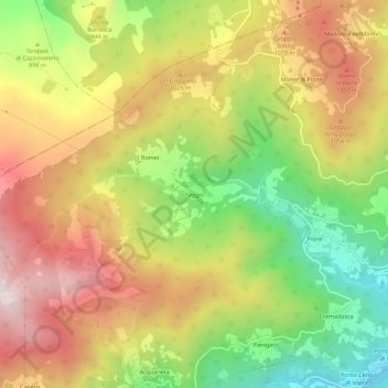 Topografische kaart Faggio, hoogte, reliëf