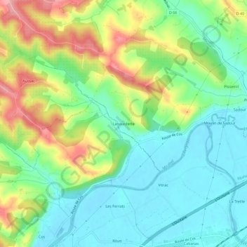 Topografische kaart Labourdette, hoogte, reliëf