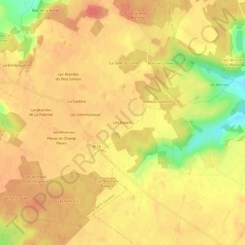 Topografische kaart Les Essarts, hoogte, reliëf