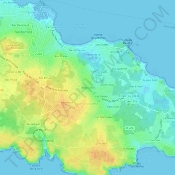 Topografische kaart Beau Lieu, hoogte, reliëf