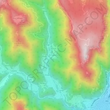 Topografische kaart Valsondrà, hoogte, reliëf